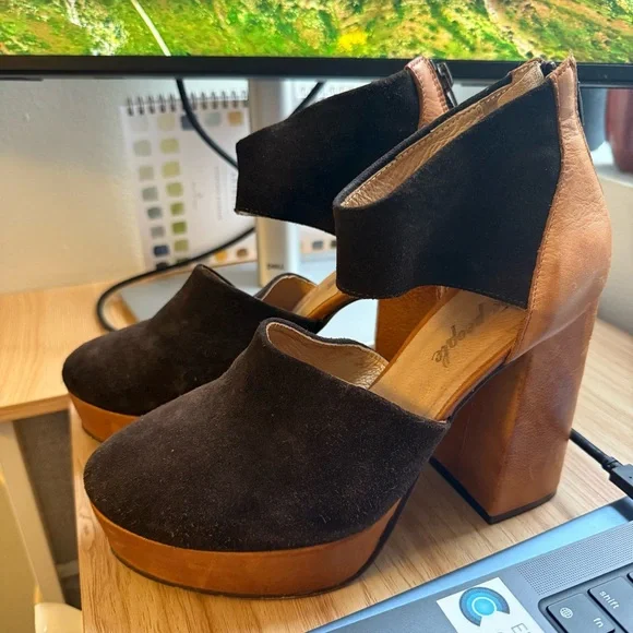 Free People Two-Tone Suede Platform Heels - Picture 5 of 14